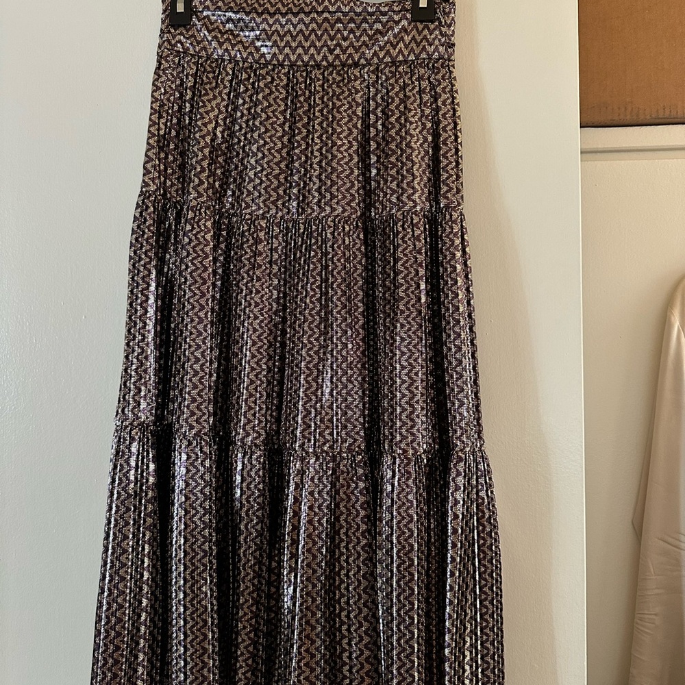 ba&sh Black and Silver Maxi Skirt